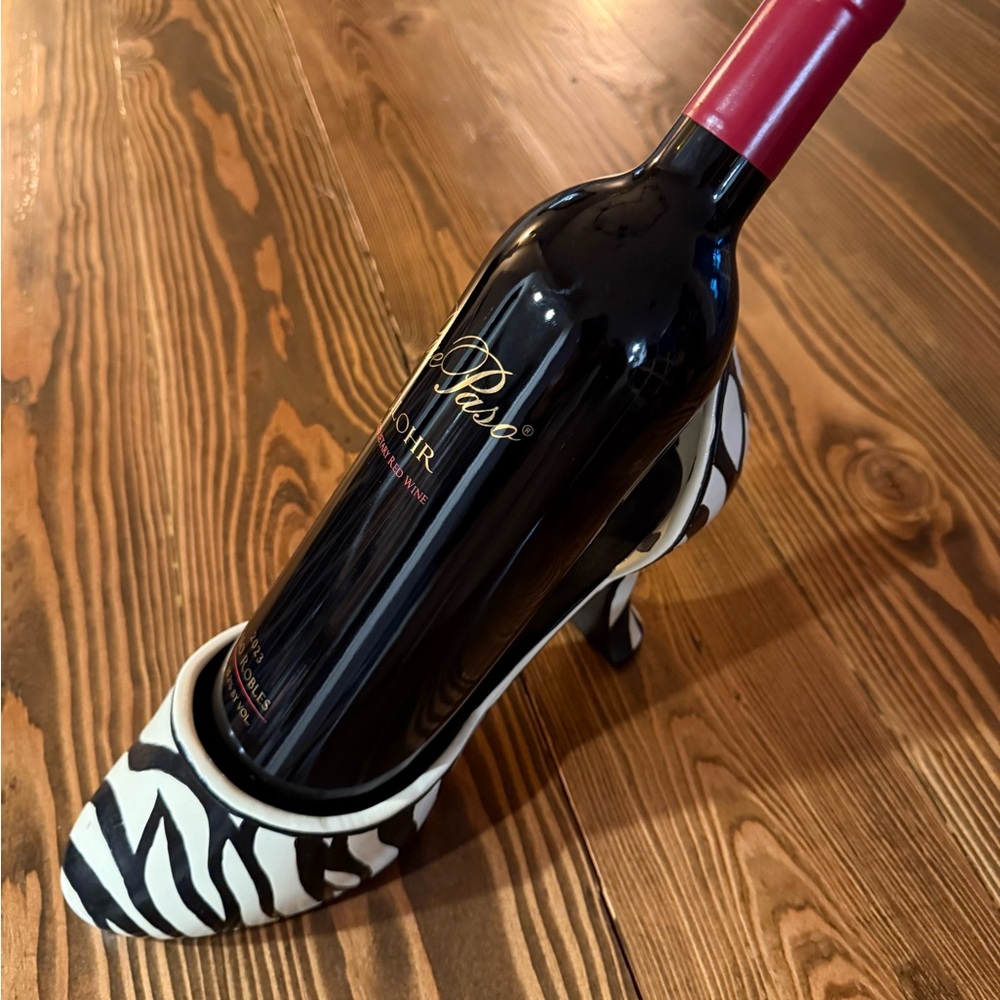 Zebra Print High Heel Wine Holder